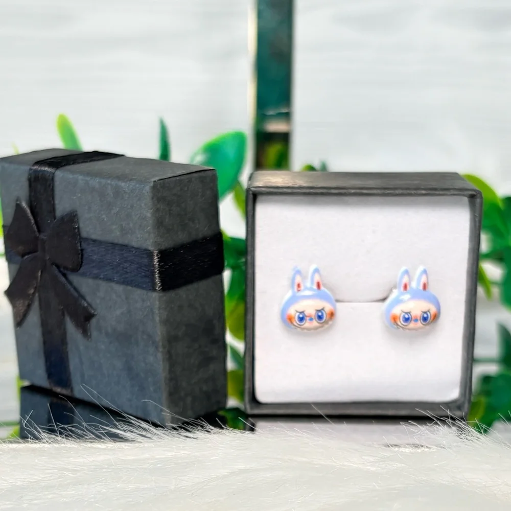 Cute Blue Monster Character Stud Earrings